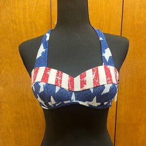 MARINA Blue and White Bikini Top